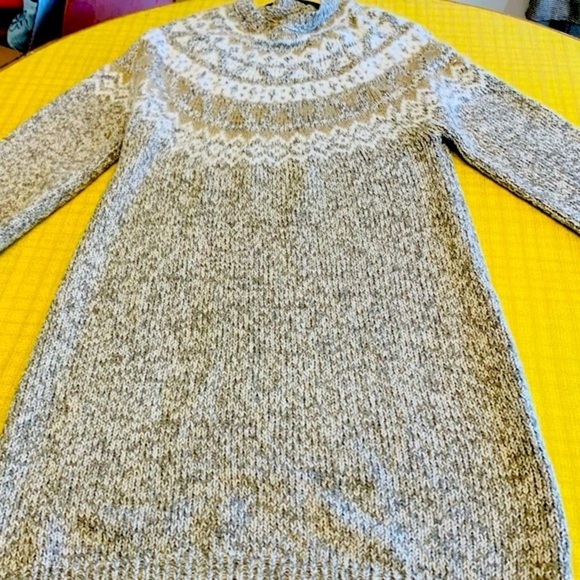 LOFT Long Sleeve Knit Dress - Gray and Gold - Picture 4 of 15